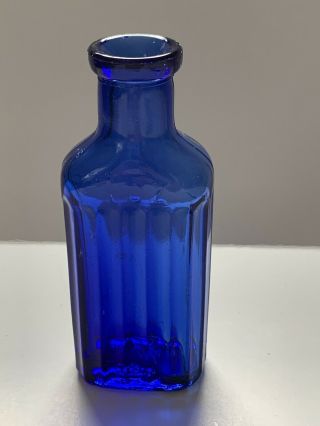 Poison Bottle Cobalt Blue Ribbed 1 Oz Medicine Apothecary Maryland Glass Co Rare
