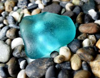 Sea Glass Large Deep Turquoise Aqua Chunky Pendant Beach Find Rare Wow