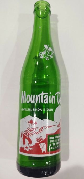 Vintage “rare” Mountain Dew 10 Oz.  Bottle,  " Filled By Lewellen,  Linda,  & Ollie ”