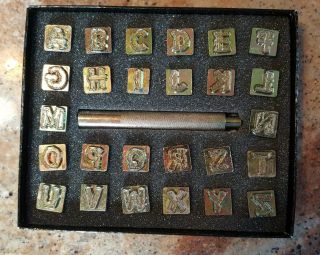 Vintage Craftool Leather Tool Stamp,  1/2 " Wood Log Alphabet Set,  8142 Rare