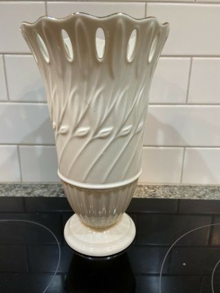 Fabulous Lenox Filigree Ivory White 9.  5” Vase Rare