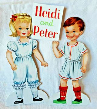 Vintage Heidi & Peter Paper Dolls 1963 Saalfield W Clothing,  Accessories,  Cut - Outs