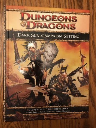 Rare W/map & Dark Sun Campaign Setting D&d 4th Edition 2010 1st Print