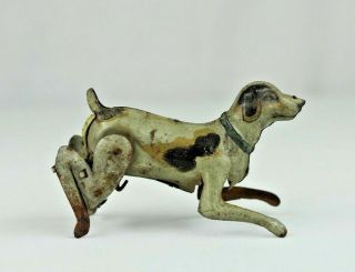 Antique German Penny Toy Tin Lithograph Jumping Spotted Dog