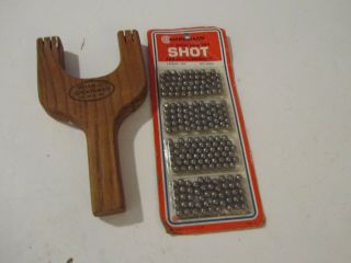 Wham - O Sportsman Slingshot Vintage Wood Antique Toy 1960s Plus Ammo