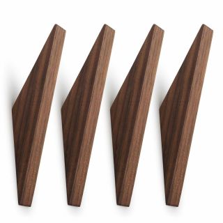 Mid - Century Coat Hooks Modern Teak Wood Wall (set Of 4) Office Products