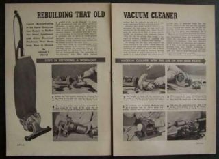 Vacuum Cleaner Servicing 1943 Vintage How - To Info Eureka Upright Rebuild