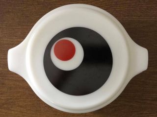 Rare Vintage Pyrex Moon Deco Bowl With Lid White Black Red Dot 475 - B Casserole