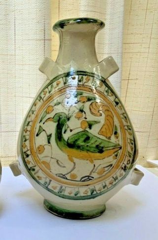 Rare Italian/french Ceramic Pottery Bottle Or “conscience” Handmade 12”h Marked