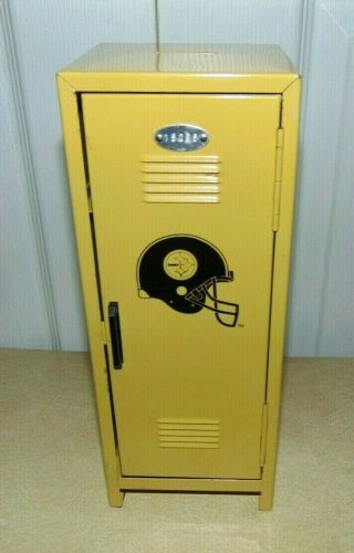 Rare Pittsburgh Steelers Nfl Football Metal Mini Locker Storage Piggy Coin Bank
