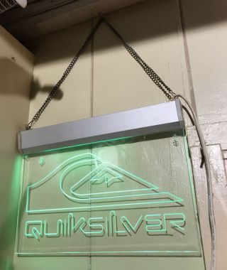 Quiksilver Fluorescent Neon Green Plexiglass Hanging Light Rare unique 2