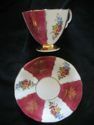 H725 Vintage Adderley English Fine Bone China Cup & Saucer Floral Pink & Gold