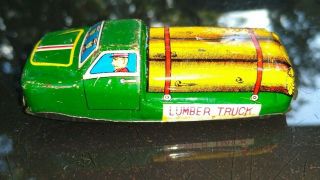 Vintage Rare Lumber Truck 1950,  S Tin Litho Friction Toys,  Tn Made In Japan