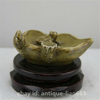 Old Chinese Porcelain Ceramic Tea - Dust Glaze Lotus Leaf Small Frog Water - Drop