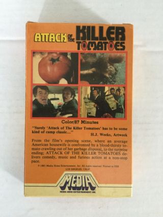 Attack of The Killer Tomatoes Betamax MEDIA Musical comedy cult classic RARE htf 2