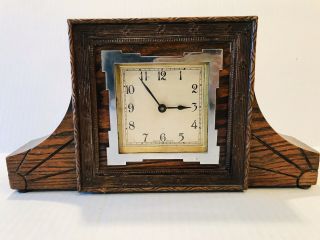Antique Wooden Mantle Clock Made In England Needs Repaired