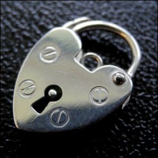 Sterling Silver Heart Shaped Padlock Charm 16.  5mm Jewellery.  925 - Fp64