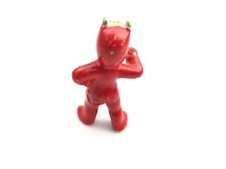 VINTAGE Pitchfork Carrying Red Devil,  Ceramic Figurine,  Japan 1950s Rare 2