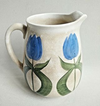 1905 Avon Faience Vance Wheeling Potteries Tulip Water Pitcher Porcelain Antique
