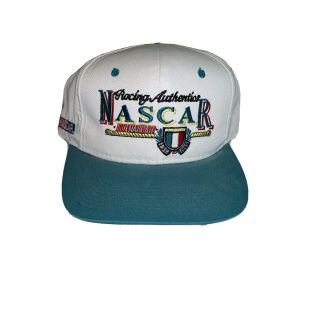 Rare Vintage Nascar Racing Authentics Snap Back Hat Cap 90s White Green