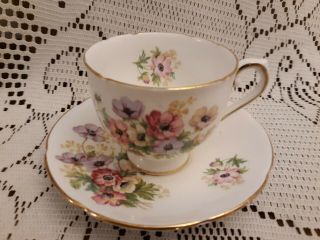 Stanley Fine Bone China England Floral Teacup & Saucer Numbered W/artist Marks