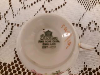 STANLEY Fine Bone China England Floral Teacup & Saucer Numbered W/Artist Marks 2