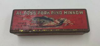 Vintage Al Foss Pork Rind Minnow 5 Tin Box - Empty