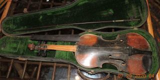 Antique Hand Made Folk Art 4/4 Full Violin Duncan 1941 W/bow Case