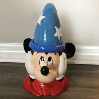 Vintage Disney Mickey Mouse Wizard Sorcerer Ceramic Cookie Jar Rare