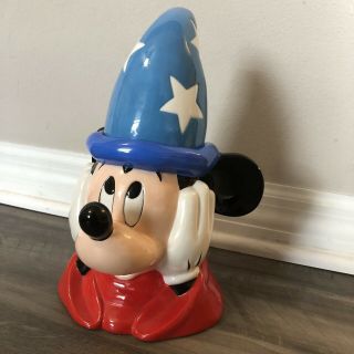 Vintage Disney Mickey Mouse Wizard Sorcerer Ceramic Cookie Jar Rare 2