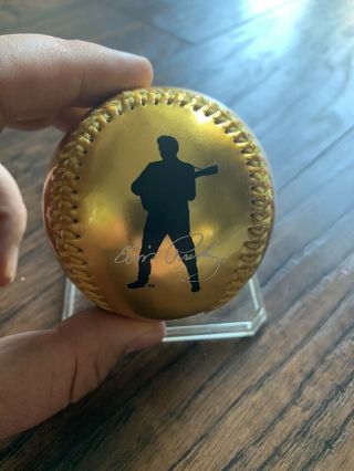 Elvis Presley Souvenir Baseball From Graceland Rare Gold Color Case