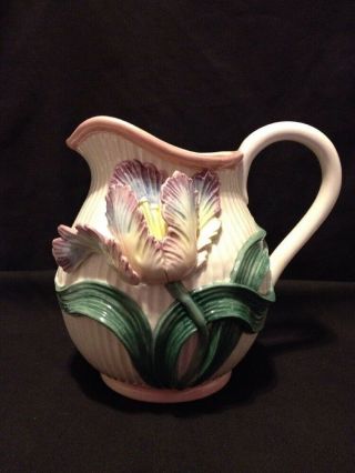 Rare Vintage Fitz & Floyd 1991 Ceramic 3d Iris Flower 2 - 1/4 Qt Water Picture