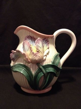 Rare Vintage Fitz & Floyd 1991 Ceramic 3D Iris Flower 2 - 1/4 QT Water Picture 2