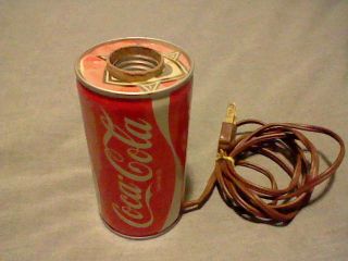 Vintage Coca - Cola " Coke " Metal Tin Can Lamp Very Unique Great.