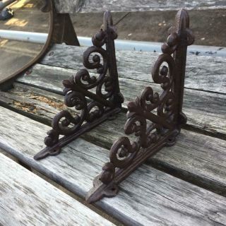 2 Antique Style 6 " Cast Iron Brackets Garden Braces Rustic Allure And Stylish