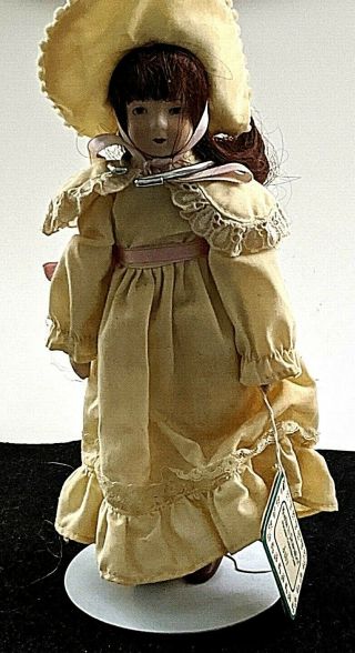 VINTAGE RUSS PORCELAIN DOLL WITH STAND,  MONTHS TO REMEMBER,  JULY,  10 