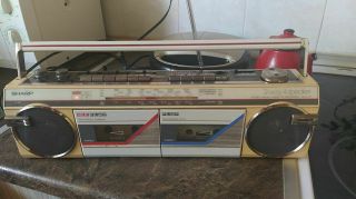 Vintage Sharp Wq - 271z Boombox Radio Cassette Recorder Double Deck Rare
