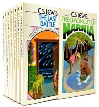 The Chronicles Of Narnia By C.  S.  Lewis 7 Volume Box Set Collier Vintage Rare Vg