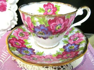 Royal Standard Tea Cup And Saucer Carmen Floral Painted Teacup Gold Gilt