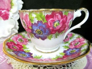 ROYAL STANDARD Tea cup and saucer Carmen floral painted teacup gold gilt 2