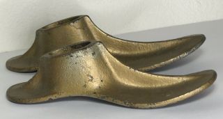 2 Pc Vintage Antique Cast Iron Cobbler Shoemakers Anvil Shoe Mold Halleable A B