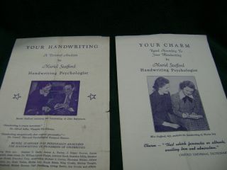 Vintage Programs Muriel Stafford - Your Handwriting 1941 Analysis Brochure - Rare