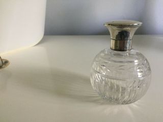 Antique Silver Topped Cut Glass Perfume Bottle