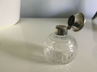 Antique silver topped cut glass perfume bottle 2
