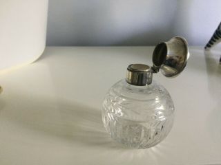 Antique silver topped cut glass perfume bottle 3