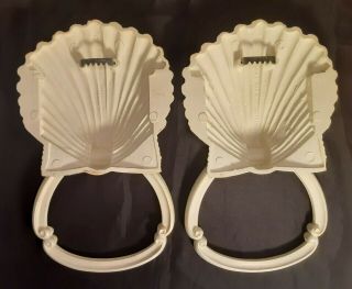 Set of 2 Antique White Seashell Clam Ring Towel Holders Plastic Homco 1976 Vin 2