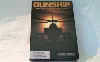 Gunship By Microprose - Vintage Pc 3.  5 " Disk Game - Rare 1986 Box