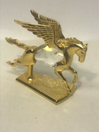 Rare Manon Magical Figurine Gold Pegasus Flying Horse Wings Crystal Body 1984