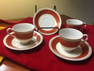 Vintage Demitasse Tea,  Expresso Cups And Saucer Set Of 3 Made In Occupied Japan