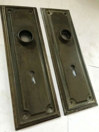 2 Antique Mission Art Craft Craftsman Steel Door Knob Back Plates Hardware